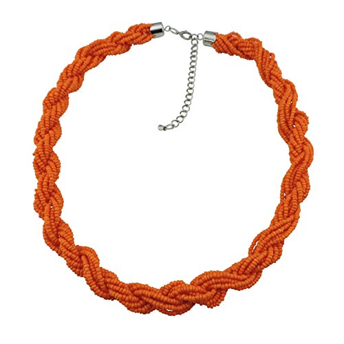 Bocar Fashion Seed Beads Statement Collar Necklace for Women (NK-10408) - color: orange