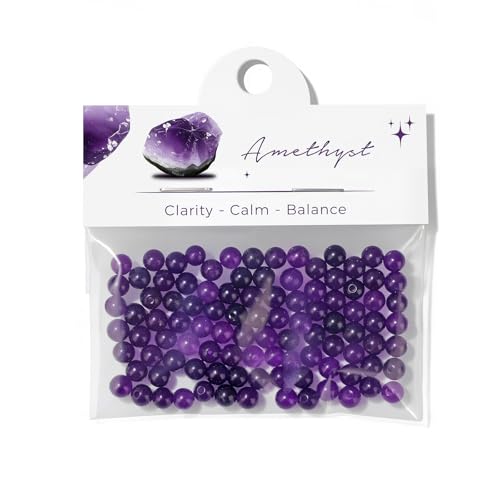Raicegs 100pcs 4mm Amethyst Beads Natural Gemstone Beads Round Loose Beads for Jewelry Making DIY Bracelets Necklace - color: Amethyst, size: 4mm Round