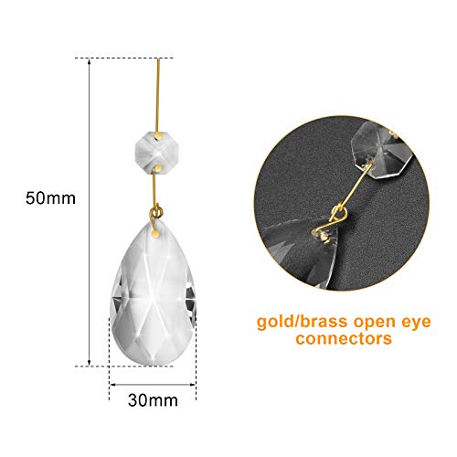 AHIER 10Pcs Clear Crystal Teardrop Chandelier Prism Pendants Shiny Glass Crystals Beads for Light Lamp, Jewelry Making. (Teardrop)