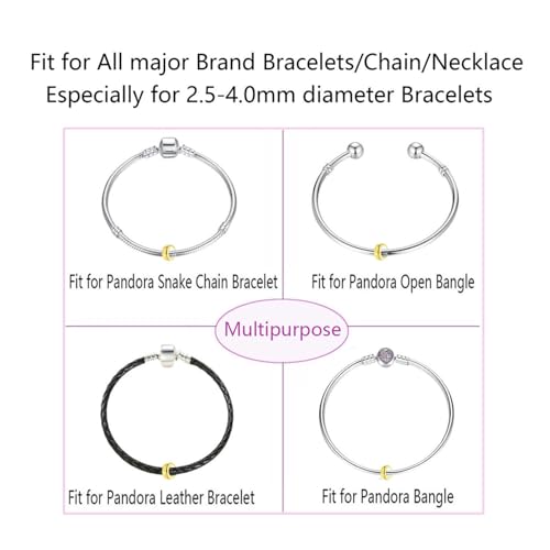 Clip Stopper Charms Sterling Silver Rondelle Spacer Bead Charm Stopper Charm for Pandora Charm Bracelets - color: Gold-Plated (6 pcs)