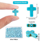 SUNNYCLUE 1 Box 100Pcs Turquoise Cross Beads Bulk Synthetic Turquoise Blue Gemstone Bead Easter Mini Cross Stone Spacer Beads for Jewelry Making Charms Beading Kits Christmas Bracelets DIY Supplies - color: 100pcs 12x16mm Blue Cross Beads