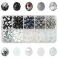 200pcs 8MM Faceted Rondelle Glass Beads for Jewelry Making, Briolette Crystal Glass Beads Plated Round Loose Spacer Beads for DIY Supplies Bracelets Necklaces Earrings (Black White) - color: Black White