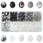 200pcs 8MM Faceted Rondelle Glass Beads for Jewelry Making, Briolette Crystal Glass Beads Plated Round Loose Spacer Beads for DIY Supplies Bracelets Necklaces Earrings (Black White) - color: Black White