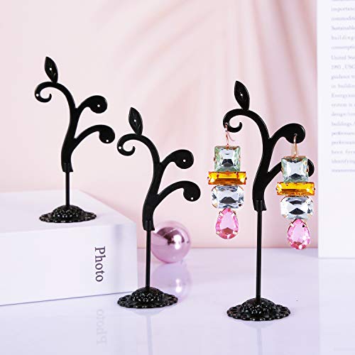 Black Earring Stand Detachable Metal Earring Display Storage Rack for Photography Jewelry Props Show Closet Retail Store Display 3 Pcs, Vine Shape