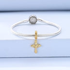 Mother Heart Charms for Bracelets Love Mom Flowers Charm Jewellery for Women - style: Golden Cross Love