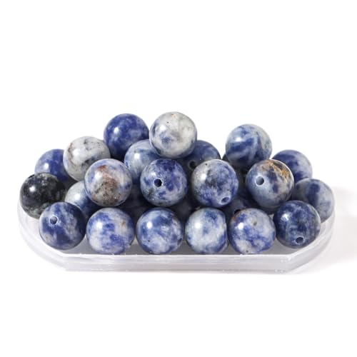 100Pcs Natural Stone 6mm Blue White Sodalite Round Loose Gemstone Energy Healing Beads Hole Size 1mm DIY Smooth Beads for Bracelet Necklace Earrings Jewelry Making - color: Blue White Sodalite, size: 6mm