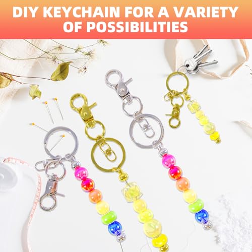 24Pcs Beadable Keychains Bars bulk - 12 Gold & Silver DIY Metal Beaded Keychain Making Kit + 12 Bags Included, Bead Keychain Supplies,Blank Key Chain, Perfect for Women, Men, Birthday Gift - color: Gold + Silver, size: 12