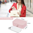 jiemei Jewelry Box, Travel Jewelry Organizer Cases with Doubel Layer for Women’s Necklace Earrings Rings and Travel Accessories(Pink) - color: Pink