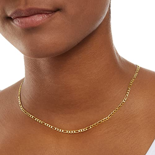 Amazon Essentials 14k Gold or Sterling Silver Plated Figaro Chain Necklace - color: Yellow Gold, size: 16", style: 4 mm