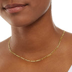 Amazon Essentials 14k Gold or Sterling Silver Plated Figaro Chain Necklace - color: Yellow Gold, size: 16", style: 4 mm