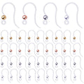 40pcs Plastic Earring Hooks Ear Wire Ball Dots Safety Non-Allergenic Ear Wires Hooks Earring Findings for DIY Jewelry Making, 4 Colors
