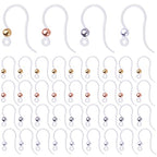 40pcs Plastic Earring Hooks Ear Wire Ball Dots Safety Non-Allergenic Ear Wires Hooks Earring Findings for DIY Jewelry Making, 4 Colors