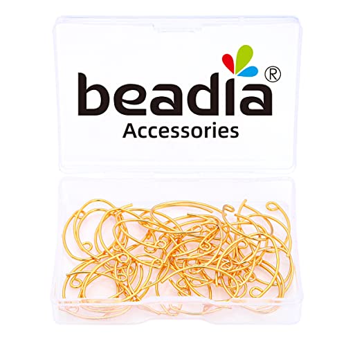 BEADIA 18K Gold Plated Earring Hooks U Shape 14x20mm 40pcs for Jewelry Making Findings - size: U Shape Hooks 14x20mm