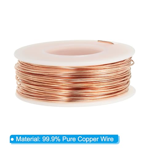PATIKIL 89.89 Feet Solid Bare Copper Wire,20 Gauge 99.9% Pure Copper Wire 0.8mm Soft Beading Wire Metal Plant Stem Ties for Jewelry Craft (27.4m) - size: 0.8mm x 89.89ft