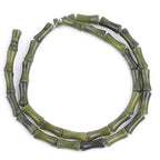 GEM-Inside 30Pcs 5x12mm Natural Dark Green Jade Plant Bamboo Knot Bone Charms Beads for Jewelry Making Power Energy Chakra Stone Beads - color: Dark Green Jade