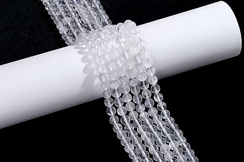 LAIDANLA Clear Quartz 8mm Natural Stone Beads Round Loose Gemstone Stone Beads for DIY Bracelet Necklace Earrings Jewelry Making Polishing Genuine Real Beading Crystal 96PCS 2 Strand 32" - color: V-Clear Quartz, size: 8mm