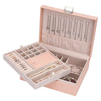 Jewelry Organizer Box Travel Jewelry Box Storage Organizer Case Earring Ring Necklace Box Large Travel Jewelry Case/PINK - color: Pink