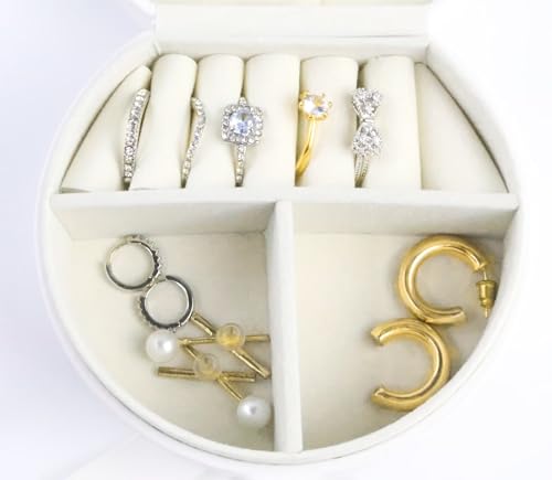 Travel Jewelry Case, Elegant Half-Moon Design with Golden Accents, Detachable Handle, White Personalized Accessory Organizer, Fashion-Forward Gift for Women and Teens(M) - style: M