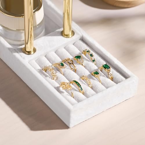 bussdis 2 Tier Bracelet Holder Display - Detachable T Bar White Velvet Bracelet Holder, Jewelry Holder Organizer for Bracelet, Necklace, Earrings, Rings - color: White