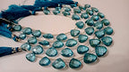 Natural London Blue Topaz Heart Shape Faceted 13-15 mm Graduated Gemstone Beads