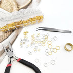 Jewelry Repair Kit, 1400 PCS Assorted Sizes Jump Rings Jewelry Making Supplies with Pliers Necklace Clasps Tweezers Opener for DIY Craft and Keychain (Silver and Gold)