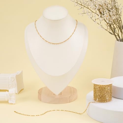 Jabogrii 16.4 Feet Gold Oval Lip Chain for Jewelry Making Stainless Steel Cable Chain Bulk Roll Craft Jewelry Making - color: Lip Gold