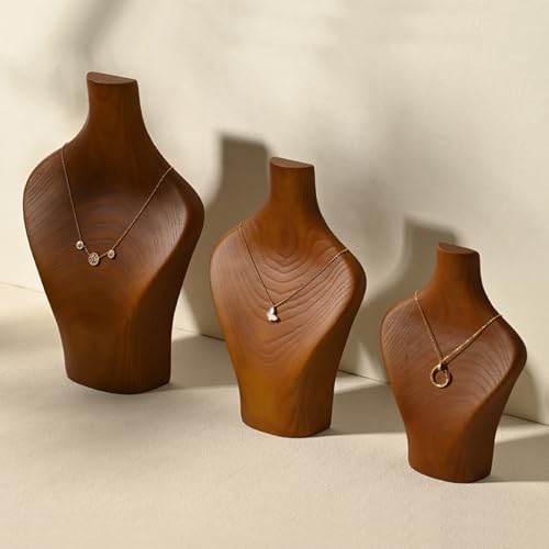 Solid Wood Jewelry Bust Necklace Display Showcase Jewelry Necklace Stand Display Holder(H11.73) - color: H3