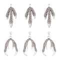 Fashewelry 30Pcs Dragon Claw Shape Metal Glue-in Bails Tibetan Style Metal 6-Paw Pendant End Caps Holder Engraving Carved for No Hole Beads Textured Connectors for Dangle Bead Charms Jewelry Making - color: Antique Silver