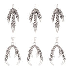 Fashewelry 30Pcs Dragon Claw Shape Metal Glue-in Bails Tibetan Style Metal 6-Paw Pendant End Caps Holder Engraving Carved for No Hole Beads Textured Connectors for Dangle Bead Charms Jewelry Making - color: Antique Silver