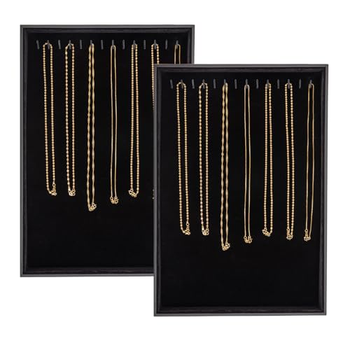 Polmart Stackable Necklace & Jewelry Organizer/Storage/Display Trays, Black Velvet (2-Pack) - color: Black Velvet