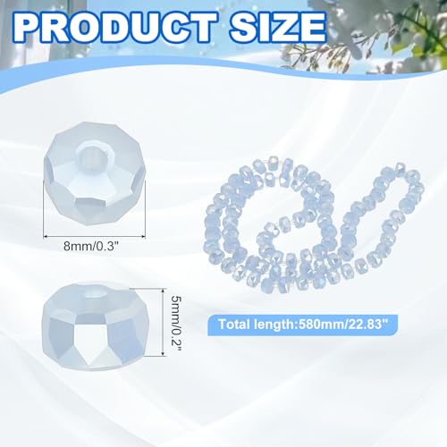 PATIKIL 75 Pcs 8mm OD 5mm Thick Crystal Glass Beads, Rondelle Crystal Beads Faceted Cut Gemstone Strand with Spacer Beads for Craft, Bracelet, Necklace, Light Blue Jade - color: Light Blue Jade