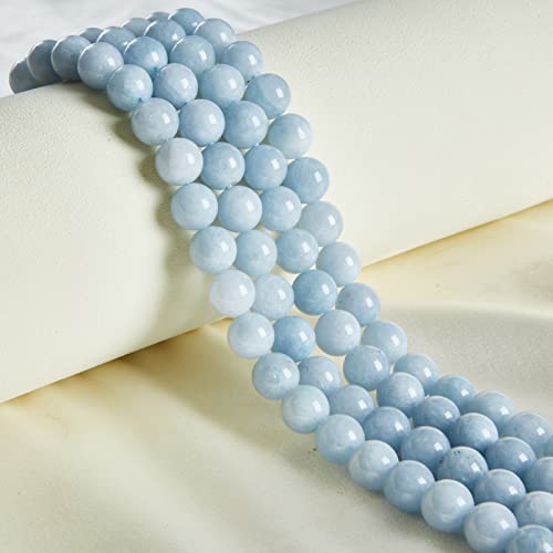 100pcs 10mm Aquamarine Beads Natural Gemstone Beads Round Loose Beads for Jewelry Making - color: Aquamarine, size: 10mm