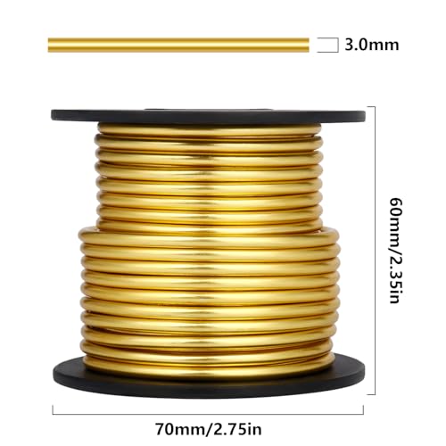 Aluminum Craft Wire, 32.8 Feet 3.0 mm/ 8 Gauge Gold Bendable Soft Metal Aluminum Wire Roll Bulk for DIY Crafts Sculpting Jewelry Making - color: Light Gold, size: 8 Gauge