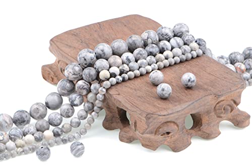 Bymitel 90 pcs Natural Genuine Real Round Loose Stone Beads Gemstone Spacers for Charm DIY Jewelry Making 15.5" per Strand 4mm (Map Jasper, 4mm) - color: Map Jasper, size: 4mm