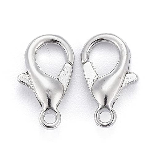 HDSupplies 100 Pieces - Lobster Clasps - Silver Tone - 10x6mm / 1mm Hole - color: Silver Tone, size: 10x6mm