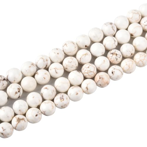 10mm Natural White Turquoise Loose Beads for Jewelry Making Round Semi Precious Gemstone 15 inch(38pcs/Strand) - color: White Turquoise, size: 10mm