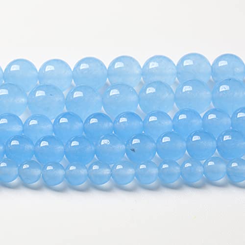 120pcs 6mm Blue Natural Chalcedony Aquamarines Stone Beads for Jewelry Making Round Jades Beads DIY Bracelet Accessories 32" 2 Strands - color: Blue Aquamarine Chalcedony Jades, size: 6mm(2 strands)