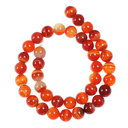 92Pcs Natural Crystal Beads Stone 4mm Red Stripe Onyx Agates Gemstone Round Loose Energy Healing Beads for Bracelet Necklace Earrings Jewelry Making - color: Red, size: 4MM
