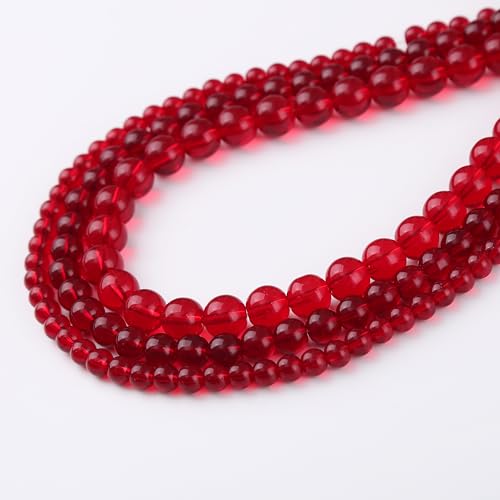 Natural Bloody Red Glass Beads Gemstone Round Crystal Energy Jade Beads Stone Beads for Jewelry Making DIY Bracelet Necklace Jewelry Making 1 Strand 15.5inch 38PCS 10MM - color: Bloody red glass, size: 10MM