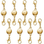 925 Silver and Gold Magnetic Necklace Clasps, Round Necklace Clasp Closures for Jewelry Making,Magnetic Necklace Clasps and Extenders,for Bracelet Necklace and Accessories (8pcs Gold) - color: 8pcs gold