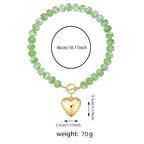 GZQ Chunky Gold Heart Necklace for Women, Resin Beaded Chain with Puff Heart Adjustable Clasp, Perfect for Daily Wear Party Date Streetwear Outfits Fashion Jewelry Gift - color: Grass Green