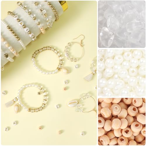 TOIPINIO Bracelet Making Kit Jewelry Making Supplies Kit Natural Stone Beads for Irregular Natural Stone with for DIY Craft-1736 PCS Friendship Bracelet/Necklace/Earrings for Adults (Clear Crystal) - color: Clear Crystal