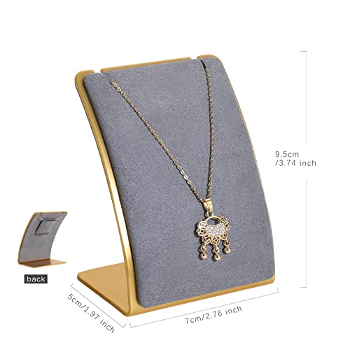 GemeShou Grey Necklace display stand, Velvet Jewelry necklace display holder for selling, small metal earring neck storage organizer, online jewelry photography props【Grey】 - color: grey