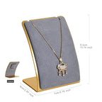 GemeShou Grey Necklace display stand, Velvet Jewelry necklace display holder for selling, small metal earring neck storage organizer, online jewelry photography props【Grey】 - color: grey