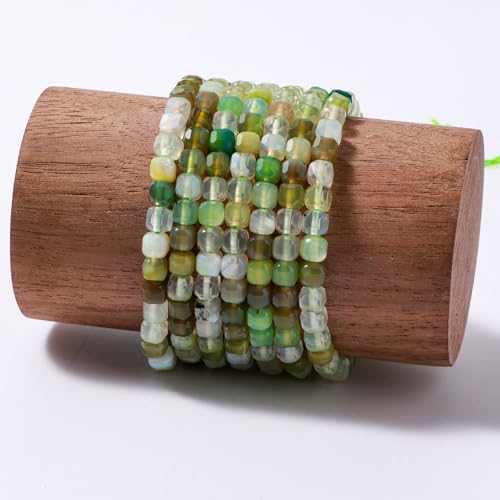 Natural Faceted Peacock Agate Cube Stone Beads 5-5.5mm 60pcs/str Loose Square Semi Gemstone Stone Beads for Making Bracelets Necklace Earrings - color: Peacock Agate