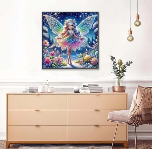 Axquilon Diamond Art Kits for Adults-Round Full Drill 5D Fairy Diamond Painting Kits for Adults Beginners Paint by Diamonds Pictures Girls Gem Art Painting Kits DIY Crafts Kits 14x14inch - color: Fairy