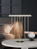 Pangkeep T-Bar Necklace Holder,Jewelry Chains Display Stand for Selling,Velvet Necklace Organizer Stand for Show,Jewelry Tower Tree (Beige) - color: Beige