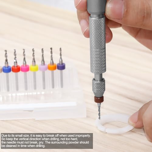 21 PCS Hand Drill Set, Pin Vise Hand Drill Set Including 10 PCS (1.6-2.5mm) Miniature Mini Drill Bits and 10 PCS (0.5-3.2mm) PCB Mini Chuck Chuck for Jewelry DIY, Resin, Wood, Model Making - color: Silver
