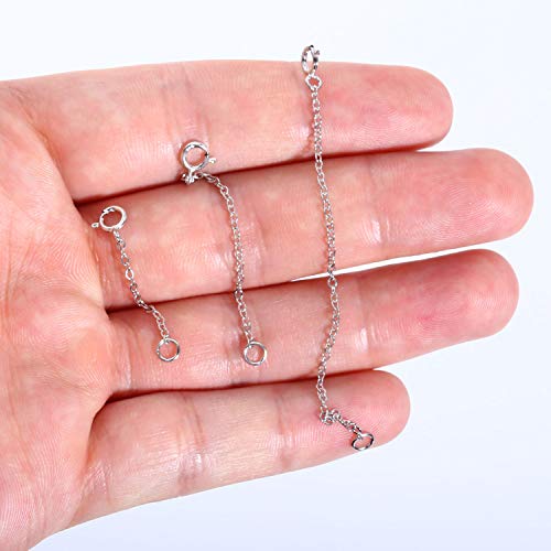 ALEXCRAFT Necklace Extender White Gold Chain Extender 925 Sterling Silver Necklace Bracelet Anklet Extenders Chain Extension for Jewelry Making (1 2 3 inch) - color: Silver