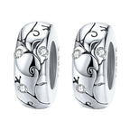 Clip Stopper Charms Sterling Silver Rondelle Spacer Bead for Bracelets (Silver) - color: Retro-Silver 2 pcs